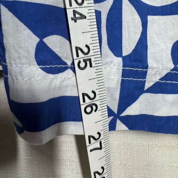 FREE PEOPLE Menorca Wide Leg Blue & White Geometric Print Crop Pants Size 12 - Picture 13 of 14